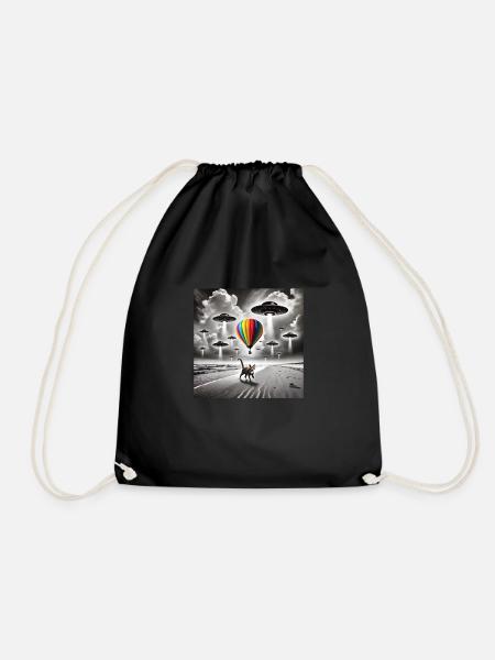 Heißluftballon - Turnbeutel - Schwarz