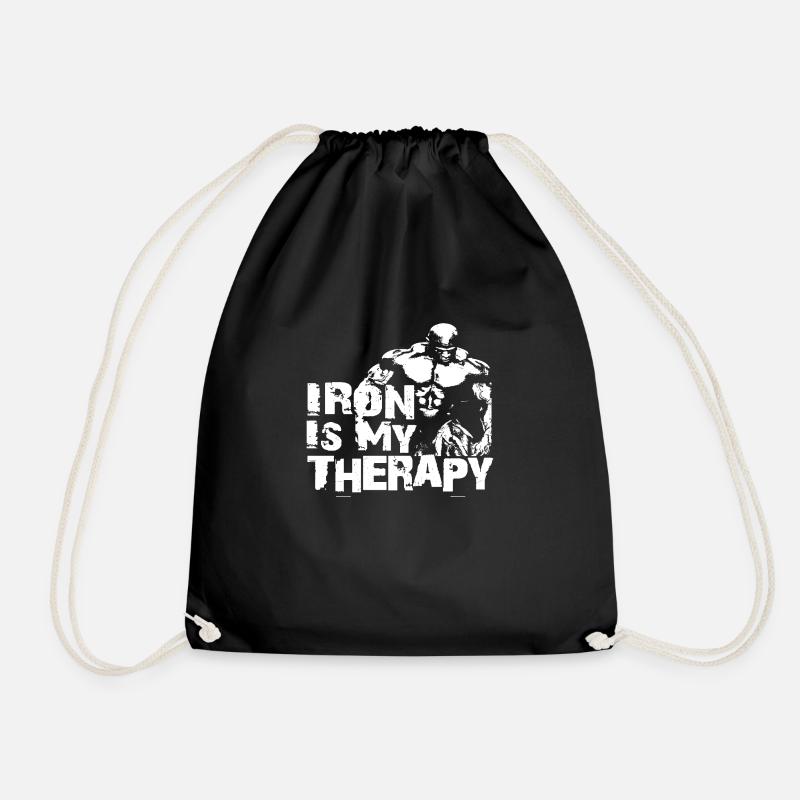 Iron is my therapy - Drawstring Bag - black