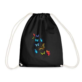 Girls Beautiful Colorful Butterflies - Drawstring Bag - black - Front