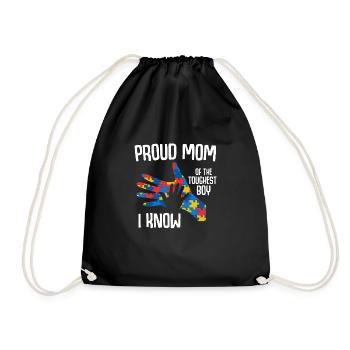 Autism Consciousness Proud Mother Autistic Child - Drawstring Bag - black - Front