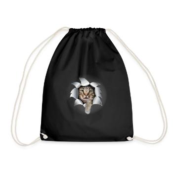 Cute Cat Paw Torn Cute Kitten - Drawstring Bag - black - Front