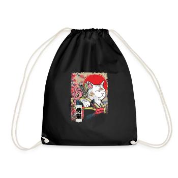 Japan Samurai Katzen Krieger Ninja Kätzchen - Turnbeutel - Schwarz - Vorne
