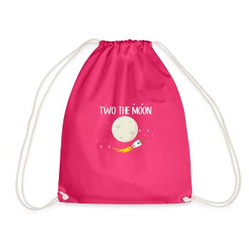 Kids Rocket Moon 2nd Birthday Astronaut 2 Years - Drawstring Bag - fuchsia - Front