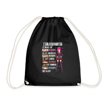 Perfect Day Anime Otaku Girl Japanese Manga - Drawstring Bag - black - Front