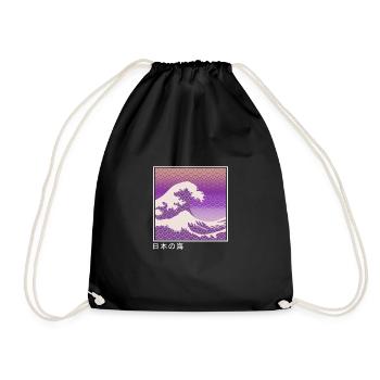 Grande vague Kanagawa esthétique japonaise vaporwave - Sac de sport léger - noir - Devant