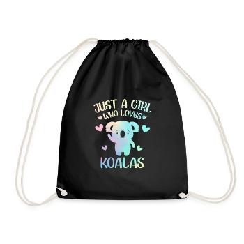 A girl who loves koalas - Drawstring Bag - black - Front