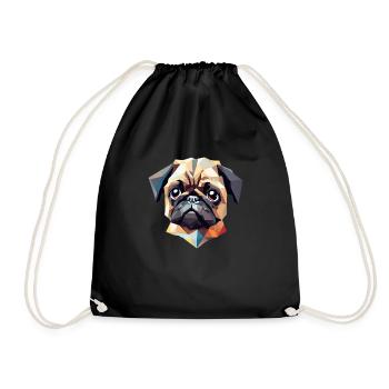 Little pug, big art - Drawstring Bag - black - Front