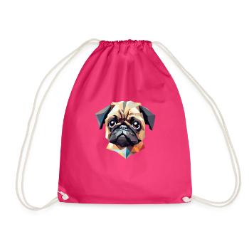 Little pug, big art - Drawstring Bag - fuchsia - Front