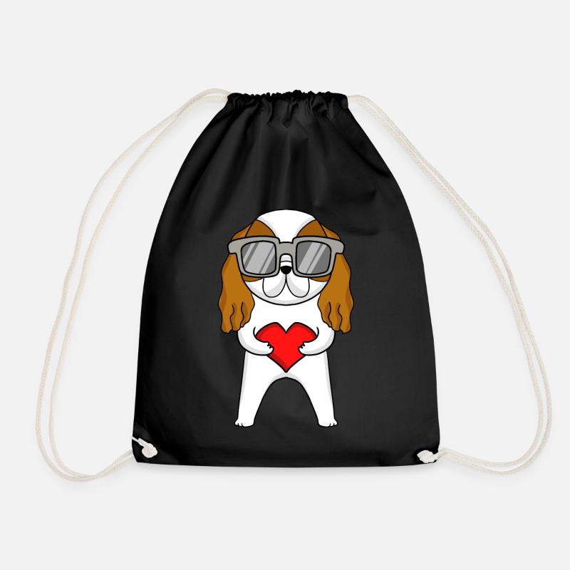 Cavalier King Charles Spaniel with sunglasses - Drawstring Bag - black