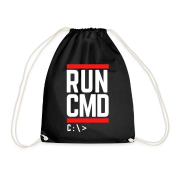 Run CMD Lustiger Spruch Informatik Nerd Code - Turnbeutel - Schwarz - Vorne