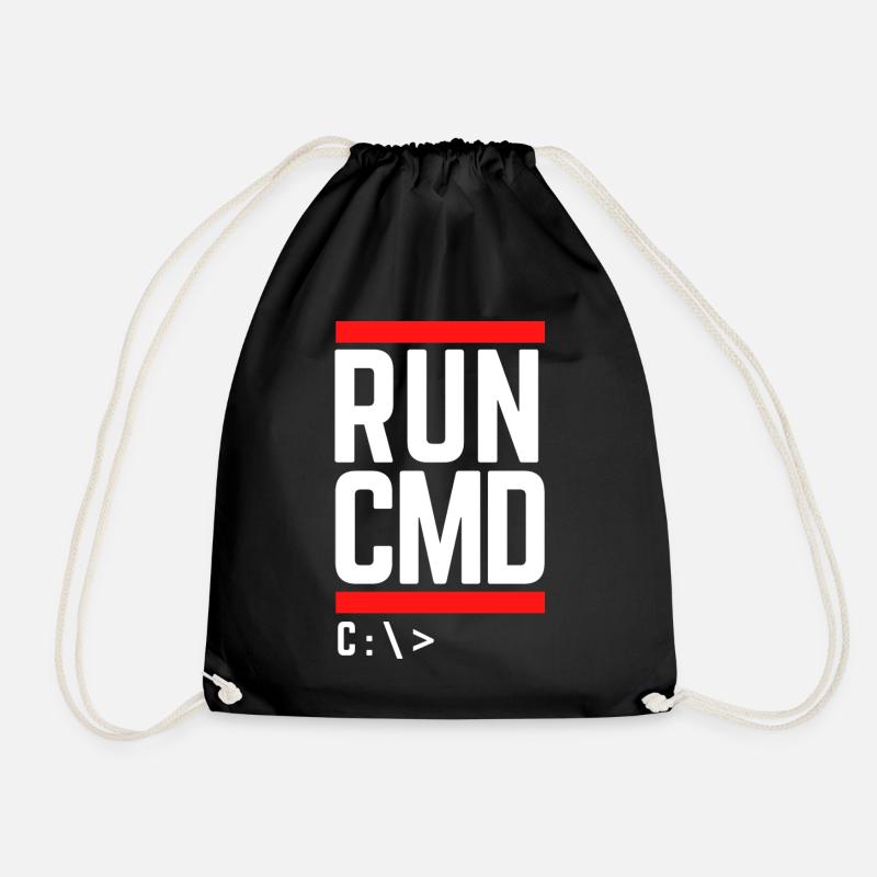 Run CMD Lustiger Spruch Informatik Nerd Code - Turnbeutel - Schwarz