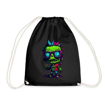 Bunter cooler Zombie - Turnbeutel - Schwarz - Vorne