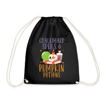 Chalkboard Magic & Pumpkin Potions Halloween - Drawstring Bag - black - Front