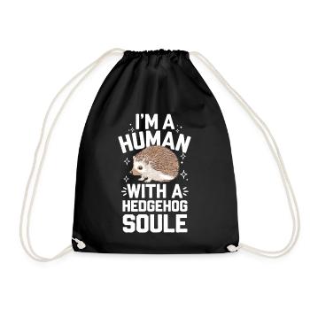 Hedgehog Spiny Animal Hedgehog - Drawstring Bag - black - Front