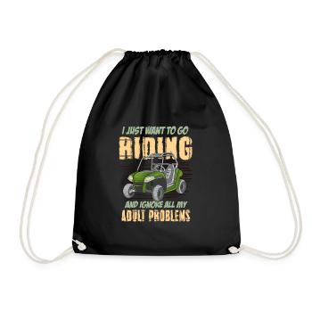 Funny UTV Quad Rider Dirt Bike Mud Trail Riding - Drawstring Bag - black - Front