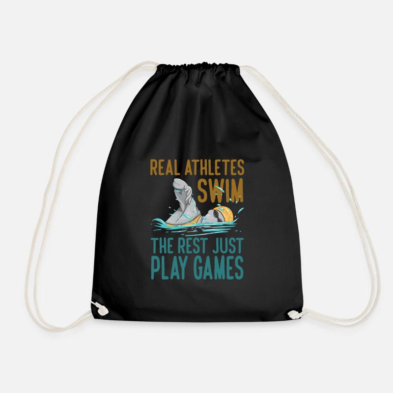 Real Athletes Swim Funny Swimming Swimer - Turnbeutel - Schwarz