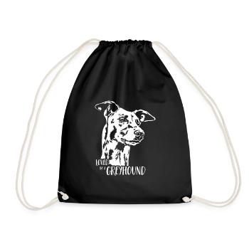 Loved by a GREYHOUND dog saying Greyhound Wilsigns - Drawstring Bag - black - Front