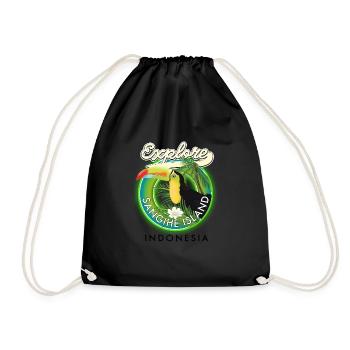 Explore Sanghie Island Indonesia travel logo - Drawstring Bag - black - Front