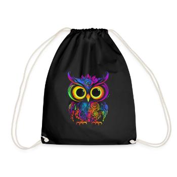 Hibou Hibou Oiseau Animal Hibou Aigle Hibou Néon - Sac de sport léger - noir - Devant