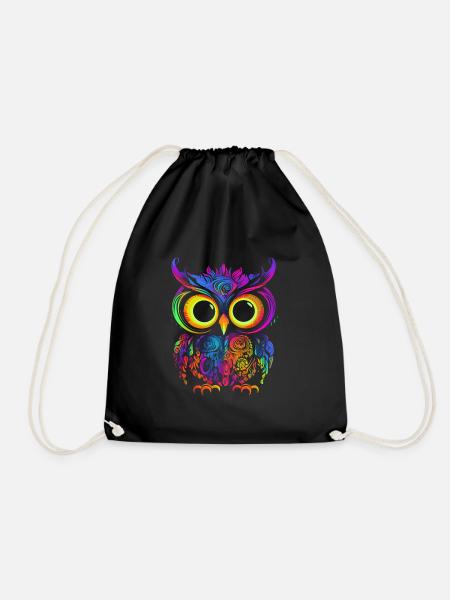 Eule Eulen Vogel Tier Owl Uhu Neon - Turnbeutel - Schwarz