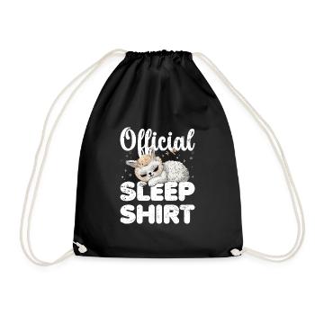Alpaca Llama Official Sleep Shirt Lazy Relax - Drawstring Bag - black - Front