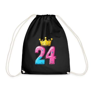 24 Zahl Trikot Krone - Turnbeutel - Schwarz - Vorne