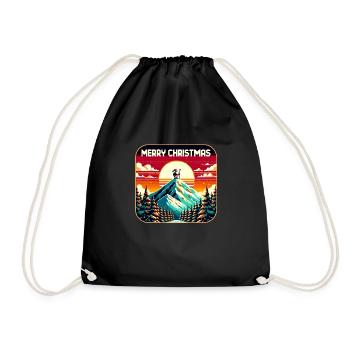 Père Noël sur la montagne avec ciel étoilé - Sac de sport léger - noir - Devant