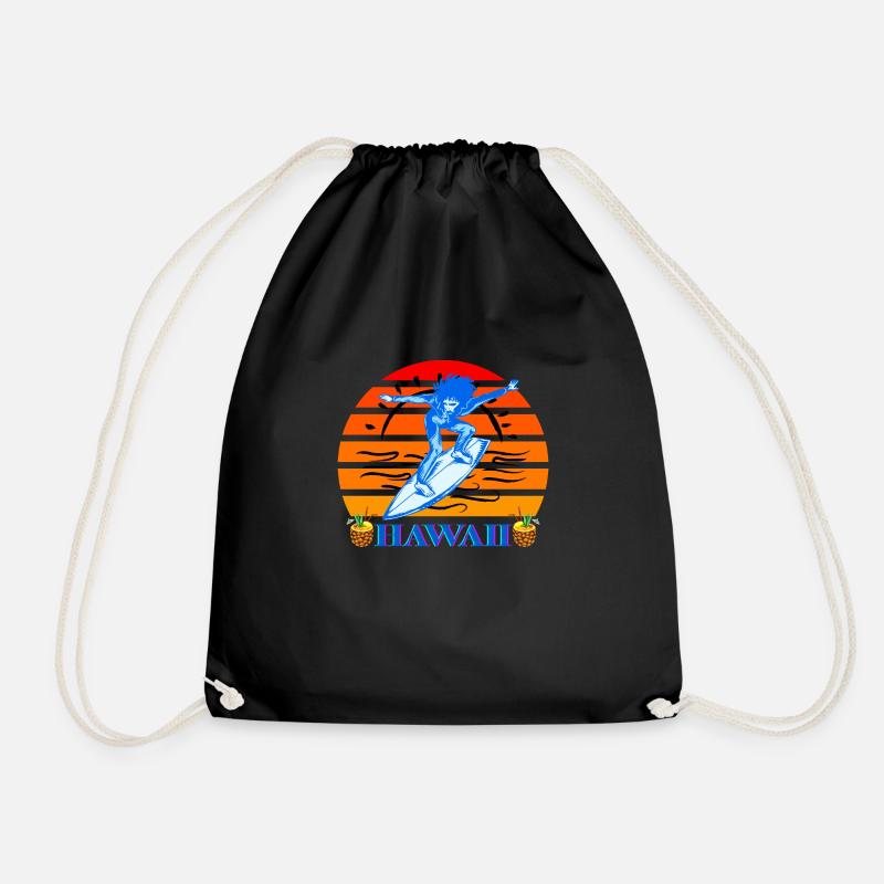 Surfing Hawaii - Drawstring Bag - black