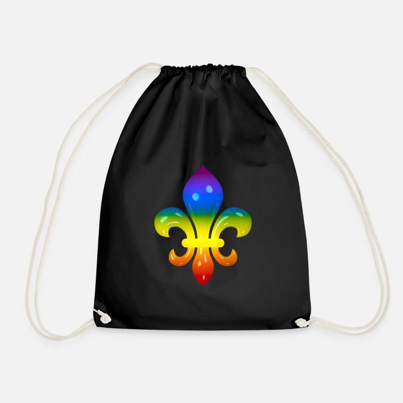 Fleur de Lys in Regenbogen-Farben - Turnbeutel - Schwarz