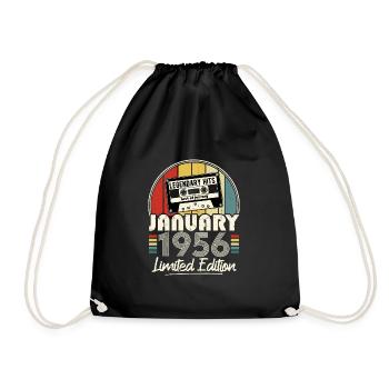 January 1956 Vintage Anniversary Retro Gift - Drawstring Bag - black - Front