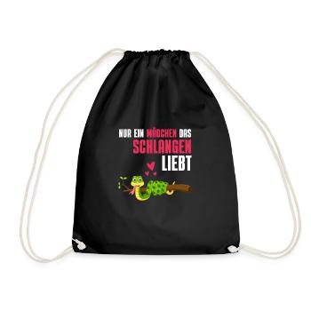 Reptilien Mädchen Tierliebhaber Geschenk Schlange - Turnbeutel - Schwarz - Vorne