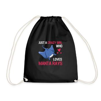Ozean Tier Rochen Mädchen Geschenk Mantarochen - Turnbeutel - Schwarz - Vorne