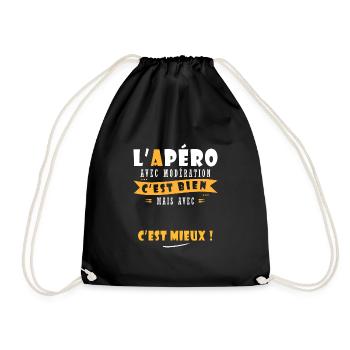 Prénom et Apero T shirt Humour à personnalisé - Sac de sport léger - noir - Devant