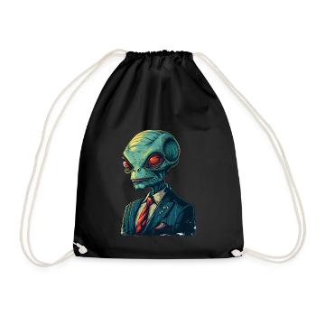 Alien im Anzug - Turnbeutel - Schwarz - Vorne