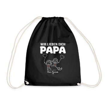 Wir lieben dich Papa dein Fanclub 2 kinder - Turnbeutel - Schwarz - Vorne