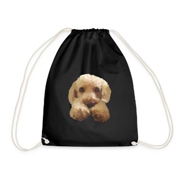 Cute Dog Poodle Labradoodle Goldendoodle - Drawstring Bag - black - Front