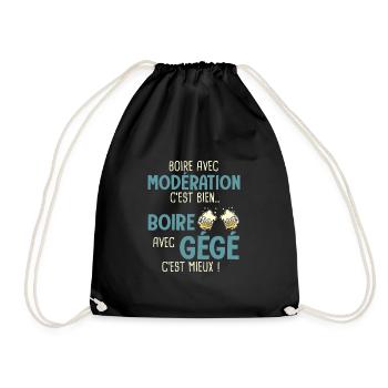 Gérard modération boire avec gégé c'est mieux - Sac de sport léger - noir - Devant