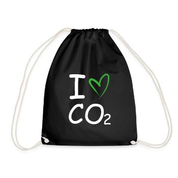 Ich liebe co2 | Klimawandel, Naturschutz - Turnbeutel - Schwarz - Vorne