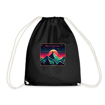 Père Noël sur la montagne avec ciel étoilé - Sac de sport léger - noir - Devant