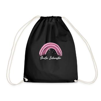 Große Schwester 2021 Werdende Schwester Shirt - Turnbeutel - Schwarz - Vorne