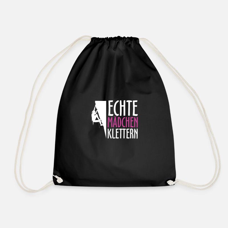 Echte Mädchen Klettern T-Shirt Geschenk - Turnbeutel - Schwarz