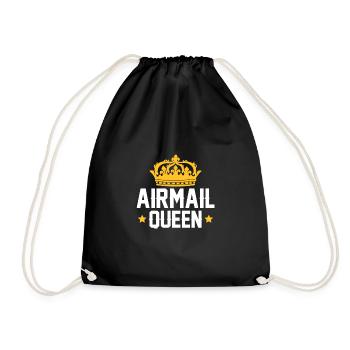 Airmail Queen Cornhole Shirt Gift - Drawstring Bag - black - Front