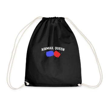 Airmail Queen Cornhole Shirt Gift - Drawstring Bag - black - Front