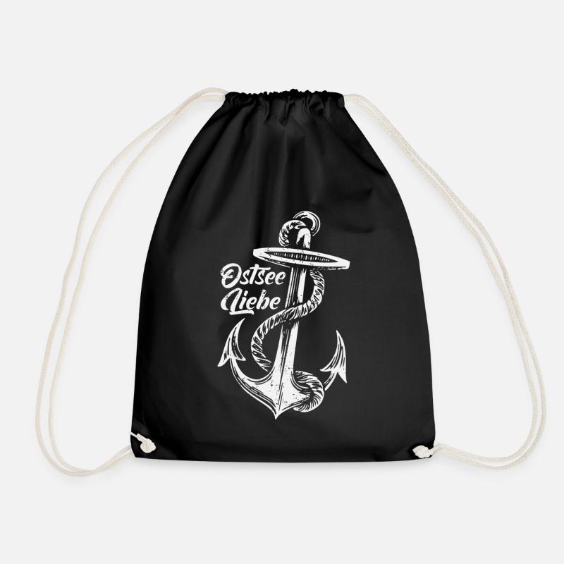 Ostsee Liebe Anker used-look vintage - Turnbeutel - Schwarz