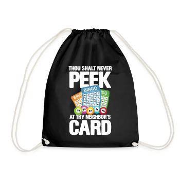 Thou Shalt Never Peek At Thy Neighbor's Card - Turnbeutel - Schwarz - Vorne