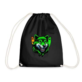 St. Patrick's Day Wolf in Irish colors - Drawstring Bag - black - Front