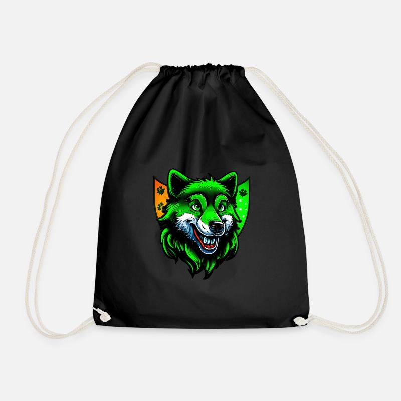 St. Patrick's Day Wolf in irischen Farben - Turnbeutel - Schwarz