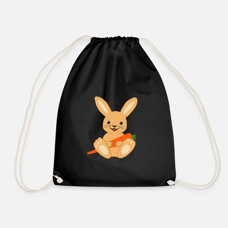Kleiner Hase mit Möhre - Turnbeutel - Schwarz