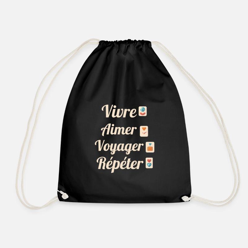 Vivre Aimer Voyager Répéter - Sac de sport léger - noir
