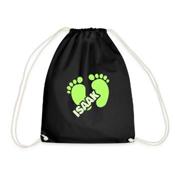 Footprint for Isaac's birth baby - Drawstring Bag - black - Front